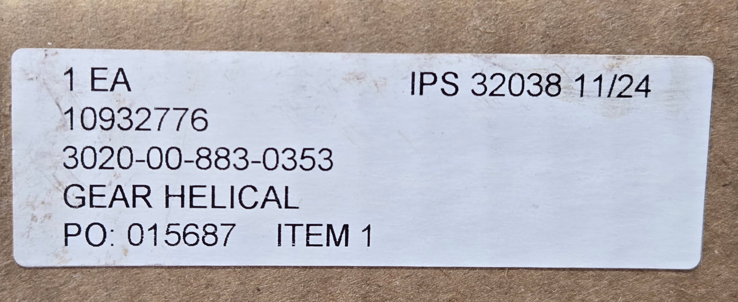 GEAR HELICAL 3020-00-883-0353 PN:10932776